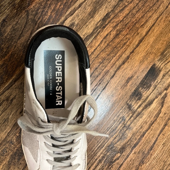 Golden Goose Superstar White Leather Sneakers Grey Star Black Back Size EUR 36 - Picture 2 of 16